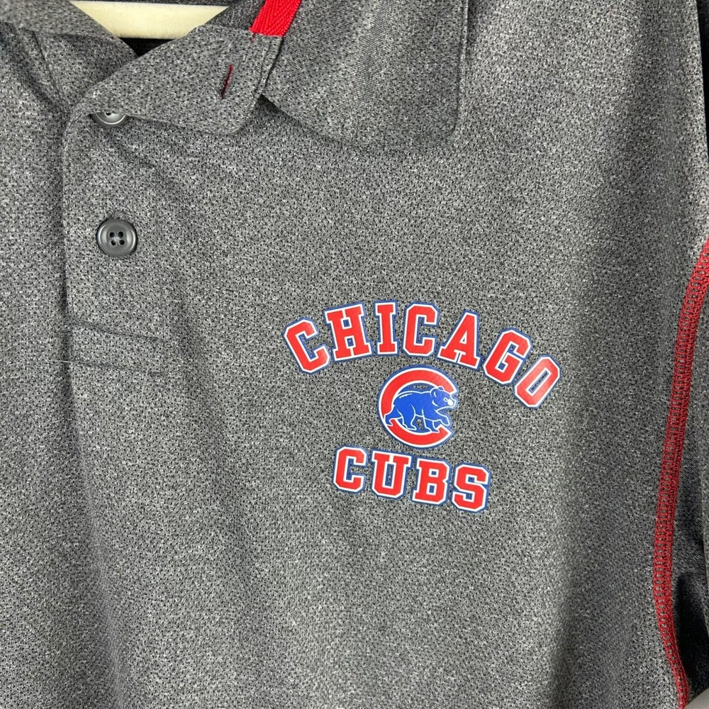 MLB Chicago Cubs Baseball Performance Polo Shirt Men Unisex Medium Gray Wrigley - Picture 5 of 8